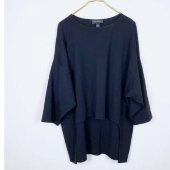 John Black Wool Hi Low Oversized 3/4 Sleeve Tunic Sweater Top